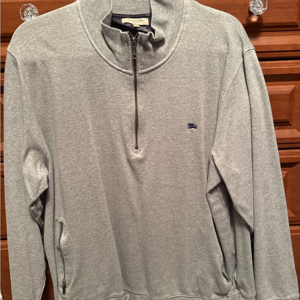 Burberry Light Gray Half-Zip Pullover - image 2